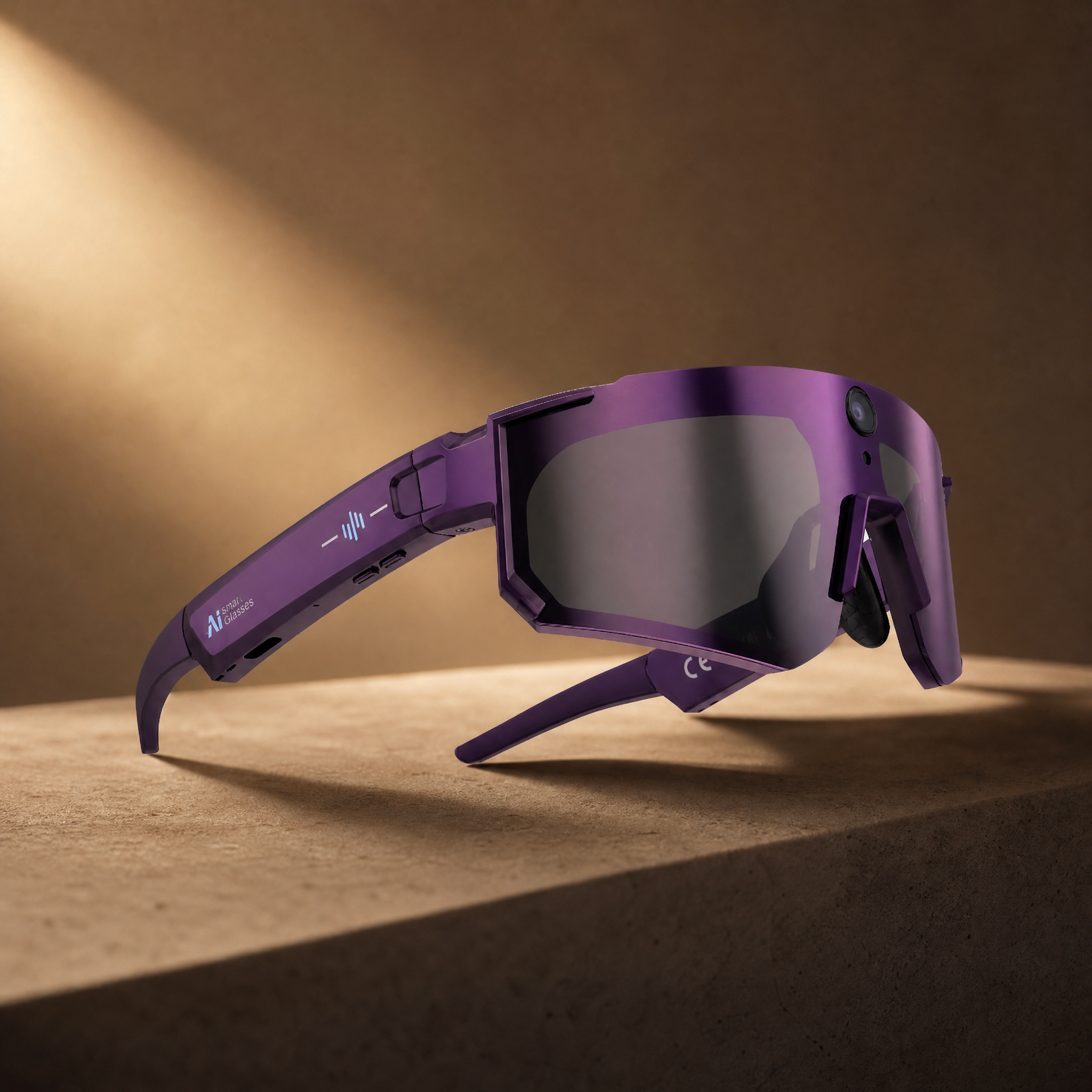 AI Smart Glasses in Purple, cinematic product photo