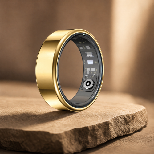 Vital Ring in Gold titanium, cinematic product photo