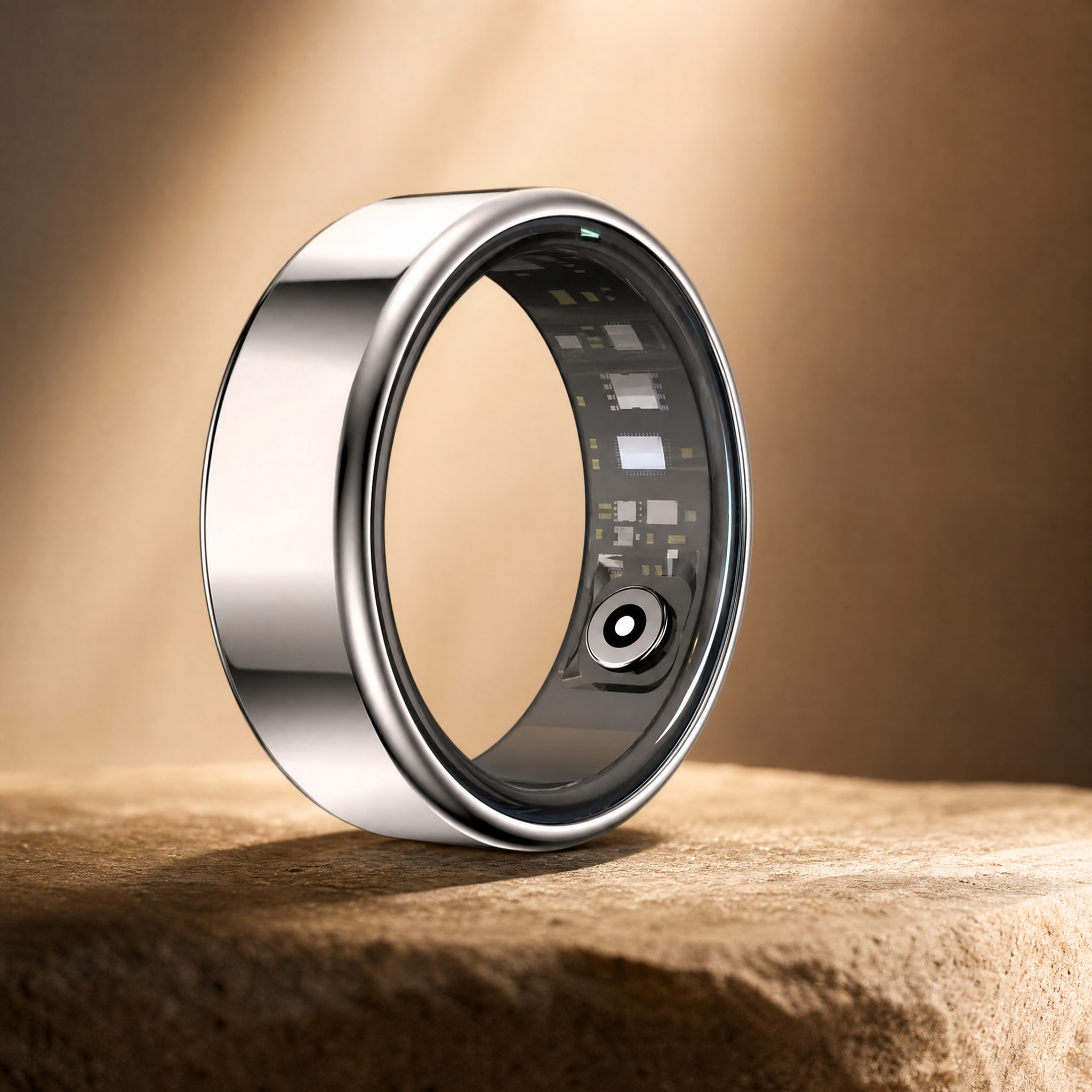 Vital Ring in Silver titanium, cinematic product photo
