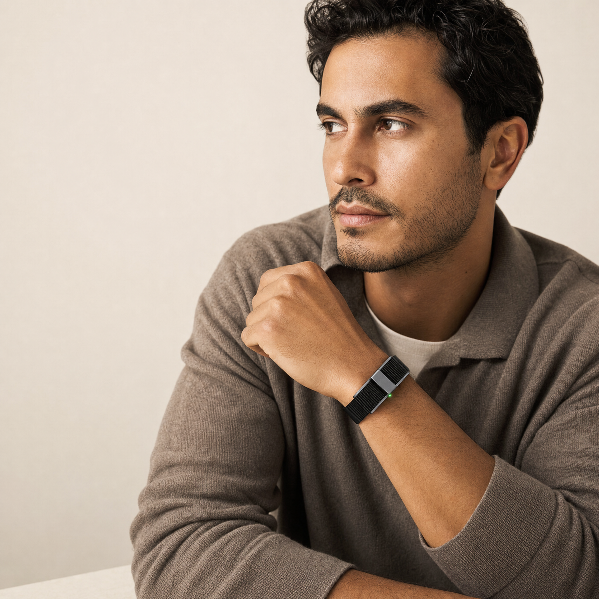 Smart Health Bracelet worn by male model - Black