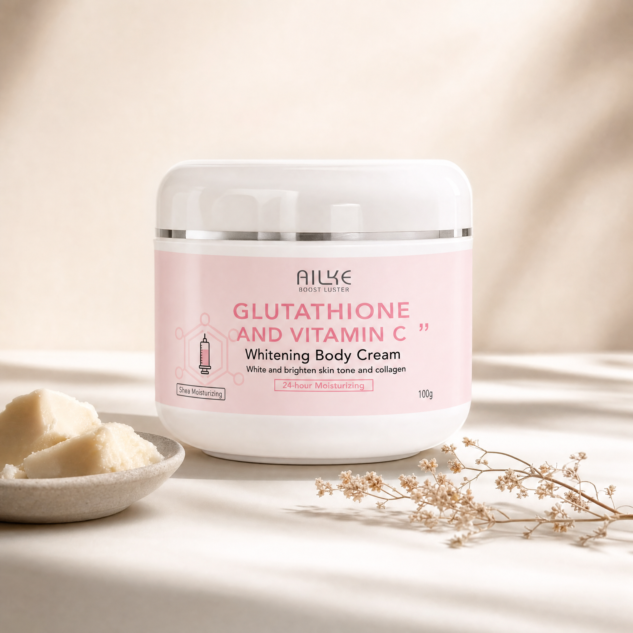 AILKE Whitening Body Cream with Vitamin C and Glutathione, 100g